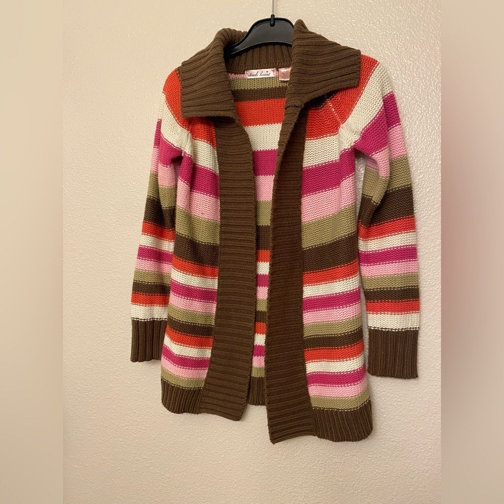 Derek Heart girls open-front cardigan sweater with collar chunky cozy 10/12